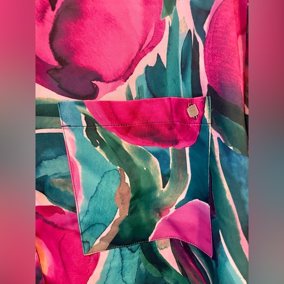 Fabletics Button Down Pajama Top-Painted Tulips-Size 2X-New with Tags - Picture 5 of 10